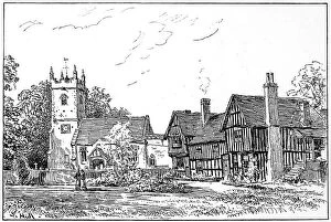 Clifford Collection: Clifford church and old house, Stratford-upon-Avon, Warwickshire, 1885. Artist: Edward Hull