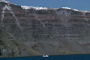 Cliffs inside the crater of the volcano on Santorini, 15th century BC