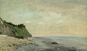 Courbet Gustave Gallery: Cliffs on the Sea Coast: Small Beach, Sunrise (Falaise au bord de la mer, vu Petite Plage