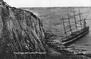 The cliffs and wrecked Preussen, Dover, 20th century