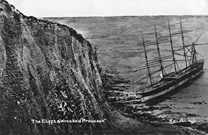 Cove Prints: The cliffs and wrecked Preussen, Dover, 20th century