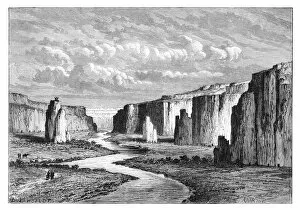 Images Dated 21st February 2008: Cliffs in the Yellow Earth, north of Tai-Yeun, Shanxi, China, 1895.Artist: Armand Kohl