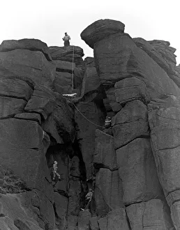Climbers on Stanage Edge, Hathersage, Derbyshire, 1964. Artist: Michael Walters
