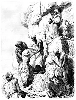 Climbing of the Pyramid, Egypt, 1880. Artist: Bh Fiedlen