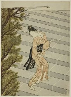 Looking Back Gallery: Climbing the steps one hundred times, c. 1765. Creator: Suzuki Harunobu