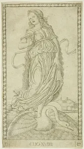 Mantegna Prints: Clio, plate nineteen from Apollo and the Muses, c.1465. Creator: Unknown