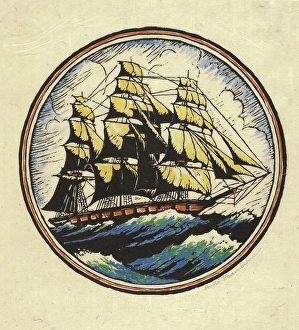 Roundel Prints: The Clipper 1849, c1900-1932. Creator: Harold Haven Brown