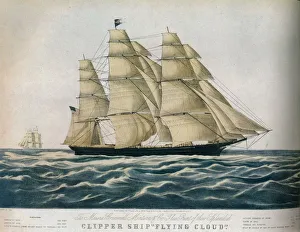 Clipper Ship: Flying Cloud, 1852. Artist: E Brown Jr Clipper Ship: Flying Cloud, 1852. Artist: E Brown Jr