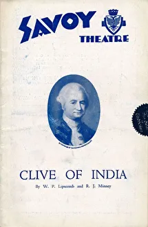 Clive of India programme for the Savoy Theatre, 1934. Artist: Unknown Clive of India programme for the Savoy Theatre, 1934. Artist: Unknown