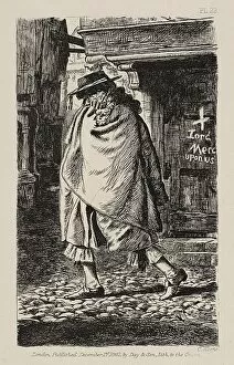 Mystery Collection: A Cloaked Figure Passing Through the Street (at the Time of the Plague in London), pub