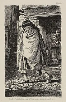 Keene Charles Samuel Prints: A Cloaked Figure Passing Through the Street (at the Time of the Plague in London), pub