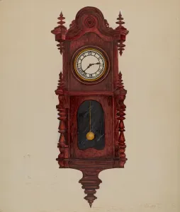 Stevenson Florence Prints: Clock, c. 1936. Creator: Florence Stevenson