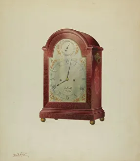 Shelf Clock Prints: Clock, c. 1938. Creator: Frank Wenger