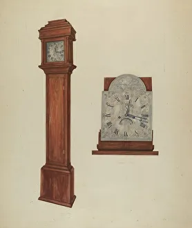Clock Face Prints: Clock, c. 1939. Creator: Leonard Battee