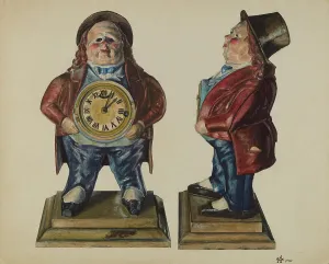 Atkinson Ralph Prints: Clock-Toby (front and side view), 1938. Creator: Ralph Atkinson