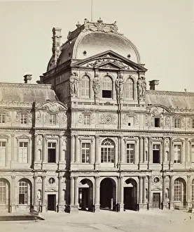 Baldus Prints: Clock Tower, the Louvre, Paris, between 1860 and 1870. Creator: Edouard Baldus