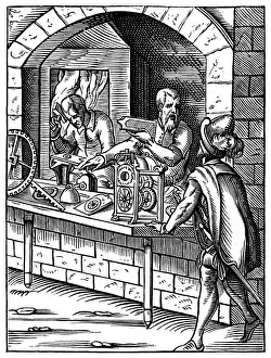 Horology Prints: The Clockmaker, 16th century, (1870). Artist: Jost Amman
