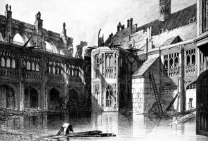 Damage Prints: The Cloister Court, St Stephens Chapel, Palace of Westminster, 1834 (c1905)