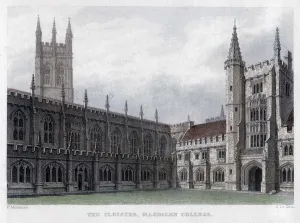 John Le Keux Gallery: The Cloister, Magdalen College, Oxford University, 19th century.Artist: John Le Keux
