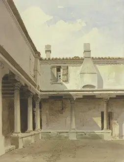 Chimneys Prints: The cloister of San Gregorio in Venice, c1851. Creator: Carl Theodor Reiffenstein