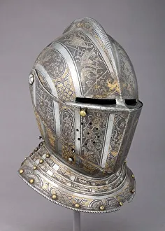 Brass Prints: Close Helmet, Italian, Milan, ca. 1585. Creator: Pompeo della Cesa