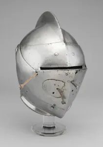 Steel And Leather Prints: Close Helmet for the Joust and Tourney, Augsburg, c. 1590. Creator: Unknown