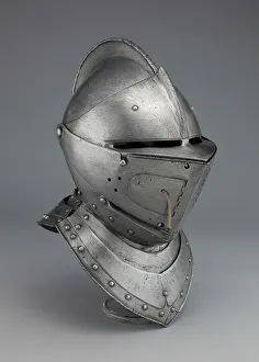Steel And Leather Prints: Close Helmet for the Tourney, Augsburg, 1600 / 10. Creator: Unknown
