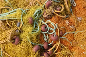 Ionian Islands Prints: Close-up of fishing nets, Fiskardo, Kefalonia, Greece