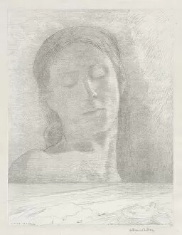 Becquet French Gallery: Closed Eyes, 1890. Creator: Becquet (French); Odilon Redon (French, 1840-1916)