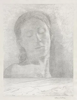 Odilon Redon French Prints: Closed Eyes, 1890. Creator: Becquet (French); Odilon Redon (French, 1840-1916)