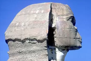Chephren Gallery: Closeup of head ofThe Sphinx, period of Khafre (Chephren), 4th Dynasty, 26th century BC