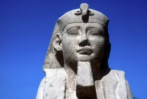 30th Dynasty Prints: Closeup of Sphinxs head, Temple sacred to Amun Mut & Khons, Luxor, Egypt, c370 BC