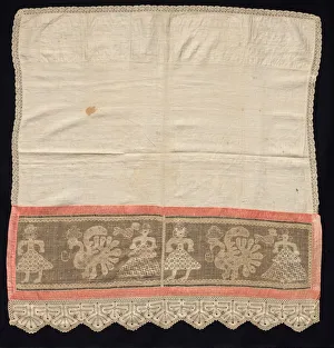 Straight Prints: Cloth with Border of Female Figures and Peacocks, 18th-19th century. Creator: Unknown