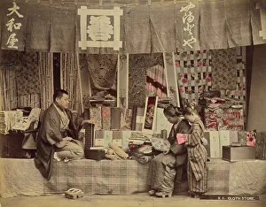 Shop Owner Prints: Cloth Store, 1870s-1890s. Creator: Kusakabe Kimbei
