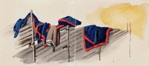 Drying Prints: Clothes hung on a fence, 1830-1835. Creator: Ferdinand von Wright