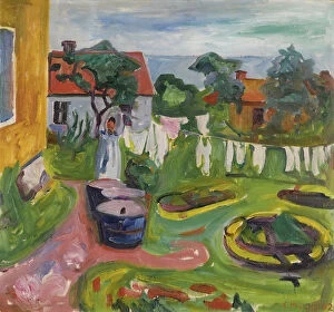 Popular Art Collection: Clothes On A Line In Asgardstrand, 1902. Artist: Munch, Edvard (1863-1944)