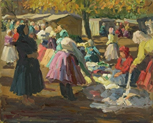 Trader Prints: At the clothes market I, 1928. Creator: Teodor Jozef Mousson