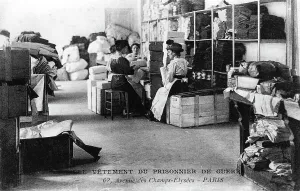 Pile Prints: Clothing for prisoners of war, Champs-Elysees, Paris, World War I, 1914-1918