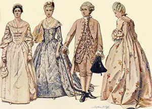 Hanover Prints: Clothing during the Reign of George II 1750-1760, 1903, (1937). Creator: Sophie B Steel