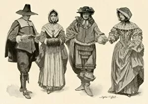 Fashionable Gallery: Clothing during the time of 1620-1670, 1903, (1937). Creator: Sophie B Steel