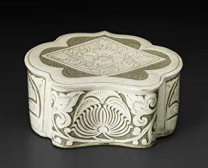 Inlay Gallery: Cloud-Shaped Pillow with Peony Scroll, Northern Song dynasty (960-1127)