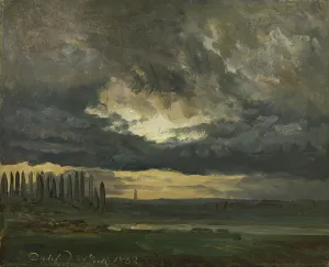 Johan Christian Clausen Dahl Prints: Cloud Study over the Elbe with Poplars, 1832. Creator: Johan Christian Dahl