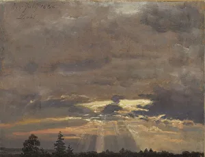 Oslo Prints: Cloud Study with Sunbeams, 1836. Creator: Dahl, Johan Christian Clausen (1788-1857)