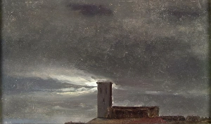 Johan Christian Clausen Dahl Prints: Clouds over a Building with a Tower, c1810-1850. Creator: Johan Christian Dahl