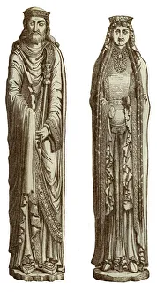 Saint Clotilda Prints: Clovis I and Clotilde his wife, 12th century, (1870). Artist: Franz Kellerhoven
