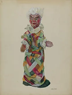 Puppets Prints: Clown Hand Puppet, 1935/1942. Creator: Lillian Stahl
