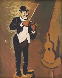 Cyprian Prints: A Clown Playing the Violin, 1940. Creator: Cyprian Majernik