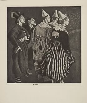 1926 Gallery: Five Clowns, pub. 1926. Creator: Laura Knight (1877 - 1970)