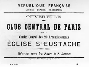 Commune De Paris Prints: Club Central de Paris, from French Political posters of the Paris Commune, May 1871