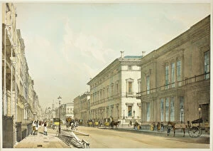 Londoner Gallery: The Club Houses and Pall Mall, plate thirteen from Original Views of London as It Is